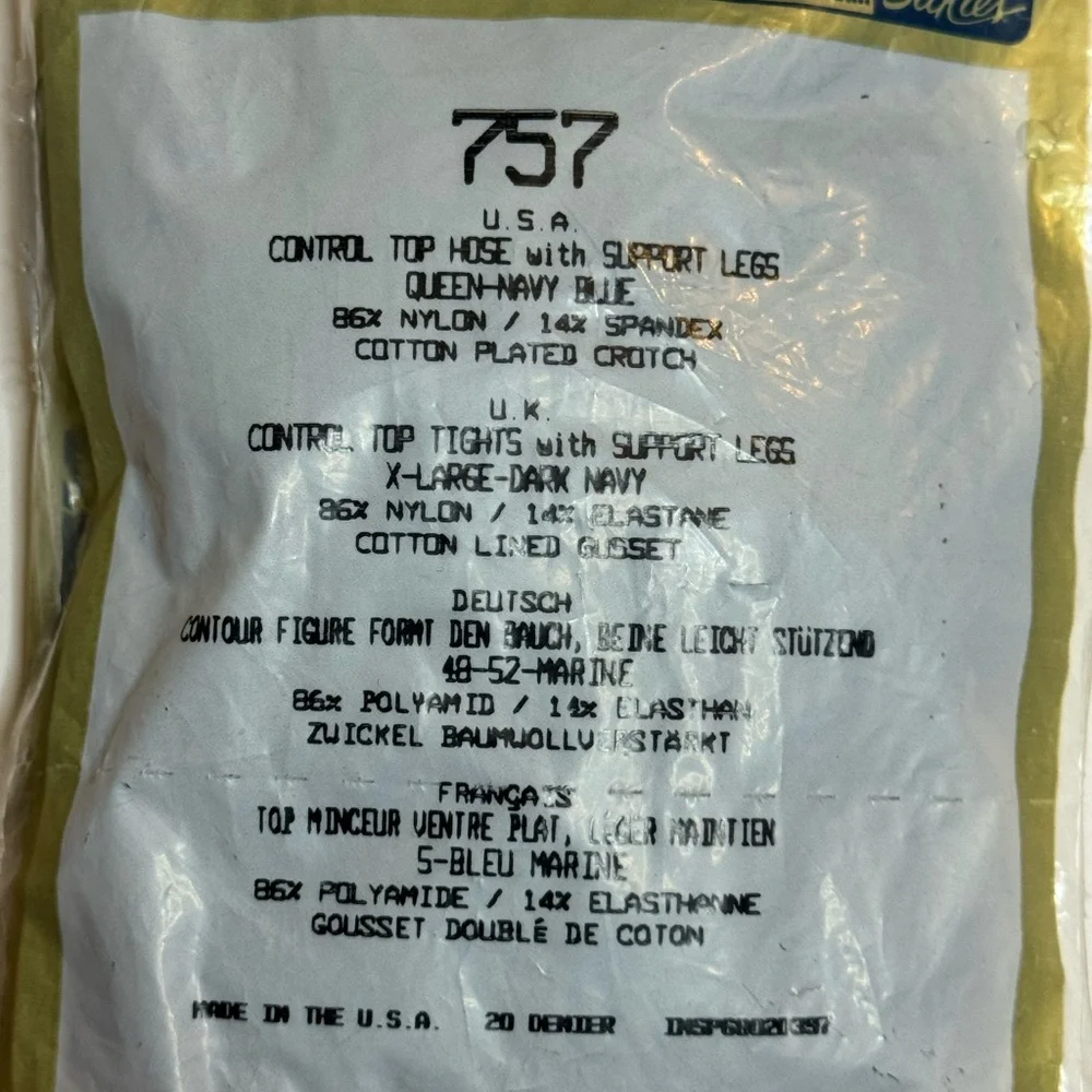 Silkies Pantyhose / Nylons Queen XL Jet Black Control Top #758 Made In‎ USA LOT